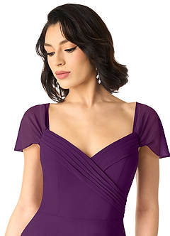 Azazie Tancie Bridesmaid Dresses Grape A-Line Off the Shoulder Chiffon Convertible Dress image4