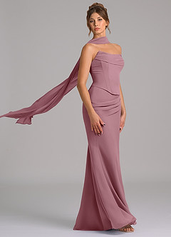 Azazie Sorrel Robes de demoiselle d'honneur Robe Sirène en Mousseline de soie Corset Mauve Vintage image3