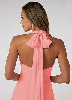 Azazie Fifi Robes de demoiselle d'honneur Robe Trapèze Convertible en Mousseline de soie Sans bretelle Corail image4
