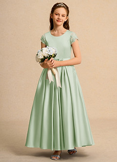 Azazie Bunny Junior Formal vestidos de niña de las flores Vestido de Salvia Polvorienta de Encaje de Princesa image3