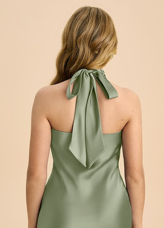 Azazie Chickie Junior Robe Fourreau en Satin extensible Plissé Noir image6