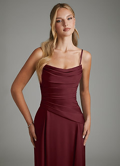 Azazie Gabriela Brautjungfernkleider A-Linie Korsett Stretch-Satin Kleid Cabernetrot image3