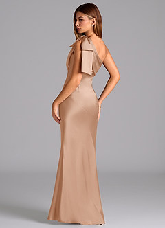Azazie Yuanna Bridesmaid Dresses English Rose Mermaid One Shoulder Stretch Satin Dress image6