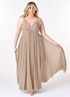 Azazie Raychelle Bridesmaid Dresses Taupe A-Line V-Neck Chiffon Dress image8