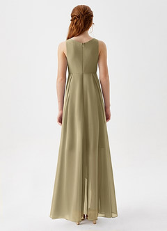 Azazie Lizette Junior Moss Green A-Line Pleated Chiffon Dress image6