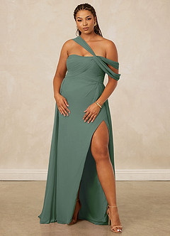 Christian Siriano Bridal for Azazie 1014 Bridesmaid Dresses Eucalyptus A-Line Off the Shoulder Chiffon Dress image12