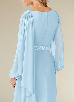 Azazie Priyanka Mother of the Bride Dresses Sky Blue A-Line Boatneck Pleated Chiffon Dress image4