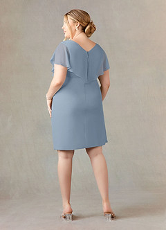 Azazie Julia Mother of the Bride Dresses Dusty Blue Sheath V-Neck Pleated Chiffon Dress image9