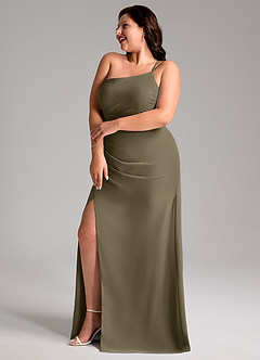 Azazie Eren Bridesmaid Dresses Willow Green Sheath One Shoulder Chiffon Dress image11