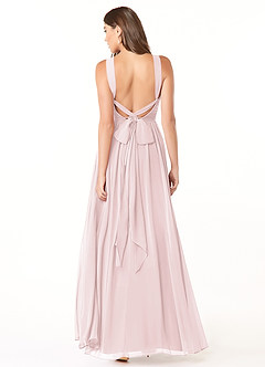 Azazie Dionne Bridesmaid Dresses Blushing Pink A-Line Corset Chiffon Dress image2