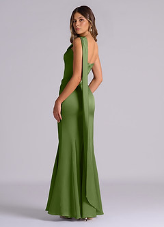 Azazie Inara Suknie dla druhen Syrena Pofałdowany Satyna elastyczna Do ziemi Sukienka image6