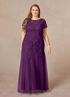 Azazie Laurie Mother of the Bride Dresses Grape Mermaid Scoop Sequins Tulle Dress image8