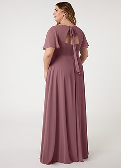 Azazie Kimber Bridesmaid Dresses Amethyst A-Line Flounce Sleeve Chiffon Dress image8