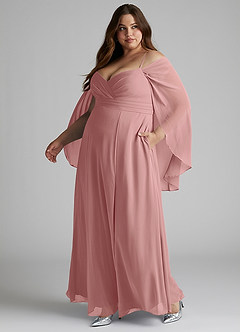 Azazie Cienna Bridesmaid Dresses Dusty Rose A-Line Off the Shoulder Chiffon Dress image10
