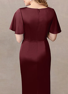 Azazie Everlyn Mother of the Bride Dresses Cabernet Sheath Pleated Stretch Satin Dress image5