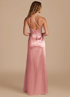 Azazie Mika Bridesmaid Dresses Dusty Rose Sheath One Shoulder Metallic Satin Dress image5