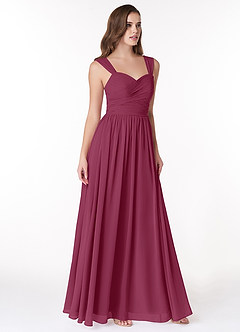 Azazie Zapheira Bridesmaid Dresses Mulberry A-Line Ruched Chiffon Dress image4