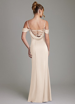 Azazie Nira Bridesmaid Dresses White Alabaster Mermaid Corset Stretch Satin Dress image8