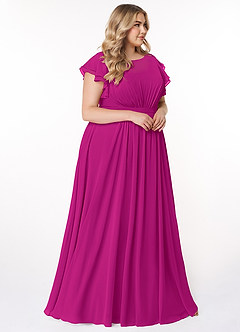 Azazie Daphne Bescheidene Brautjungfernkleider A-Linie Gekräuselt Chiffon Bodenlänge Kleider image9
