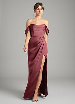 Azazie Johana Bridesmaid Dresses Merlot Mermaid Off the Shoulder Stretch Satin Convertible Dress image5