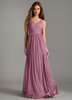 Azazie Keyla Bridesmaid Dresses Vintage Mauve A-Line Pleated Mesh Dress image5