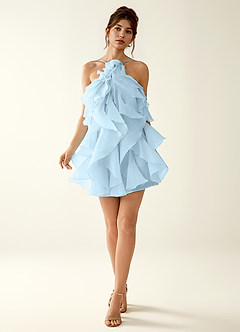Oliamagn Shy Blue Ruffles Tulle Mini Dress image3