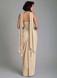 Azazie Nyra Bridesmaid Dresses Champagne Sheath Corset Chiffon Dress image4