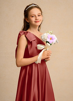 Azazie Guppy Junior Formal Flower Girl Klänningar Klä A-Line i Matt satäng Ena axeln image6