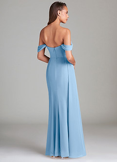 Azazie Amyra Abiti da Damigella Abito Convertibile Tubino in Chiffon a Spalla Scoperta Azzurro Polvere image4