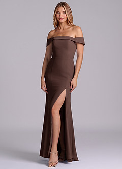 Azazie Luciana Bridesmaid Dresses Ganache Sheath Off the Shoulder Chiffon Convertible Dress image3