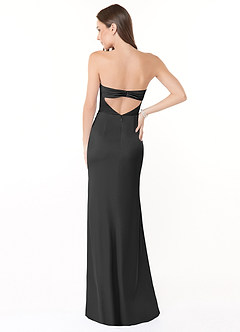 Azazie Leonis Bridesmaid Dresses Black Mermaid Pleated Stretch Satin Convertible Dress image4