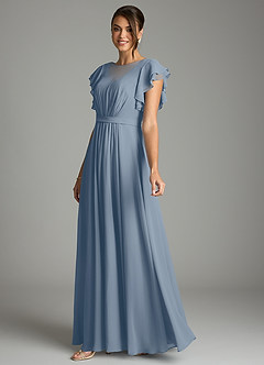 Azazie Daphne Modest Bridesmaid Dresses A-Line Ruffled Chiffon Floor-Length Dress image3