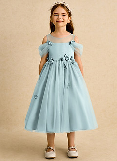 Azazie Juni Robe Demoiselle D'honneur Fillette Robe Princesse en Tulle Plissée Brume image5