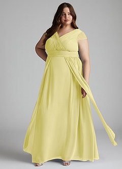Azazie Organa Bridesmaid Dresses Lemon Sorbet A-Line Pleated Chiffon Dress image7