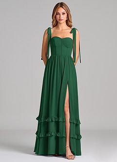 Azazie Anastacia Bridesmaid Dresses Dark Green A-Line Sweetheart Neckline Chiffon Dress image6
