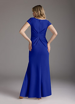 Azazie Tana Mother of the Bride Dresses Royal Blue Mermaid V-Neck Pleated Stretch Crepe Dress image5