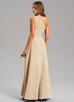 Azazie Phaedra Bridesmaid Dresses Champagne A-Line One Shoulder Chiffon Dress image7