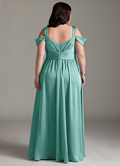 Azazie Lianne Brautjungfernkleider A-Linie Schulterfrei Stretch-Satin Kleid Aqua image2