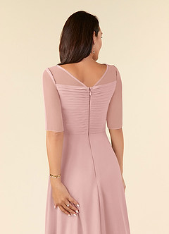 Azazie Naomi Abiti per la Madre della Sposa Abito A-Line in Chiffon Plissettato con Scollo a Barca Rosa Cipria image6