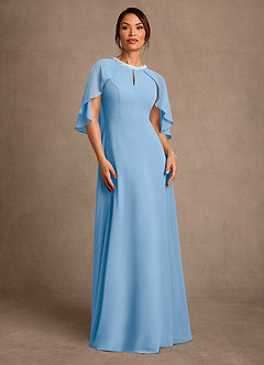 Azazie Winnifred vestidos de madre de la novia Vestido de Azul Pálido de Gasa de Corte en A con Perla image1