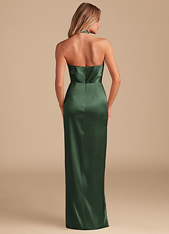 Azazie Zaya Bridesmaid Dresses Eucalyptus Sheath Pleated Metallic Satin Dress image7