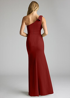Azazie Rinna Brautjungfernkleider Meerjungfrau-Linie One-Shoulder Stretch-Krepp Kleid Terrakotta image4