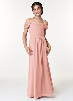 Azazie Alivia Junior Rosette A-Line Off the Shoulder Chiffon Dress image4