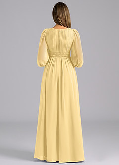 Azazie Palerma Robes de demoiselle d'honneur Robe Trapèze en Mousseline de soie Manches longues Beurre image2