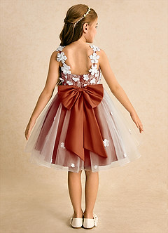 Azazie Junebug Flower Girl Dresses Ivory Paprika Ball-Gown Lace Tulle Dress image1