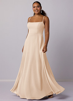 Barbie ♥ Azazie Brautjungfernkleider A-Linie Chiffon Kleid Alabaster Weiß image5