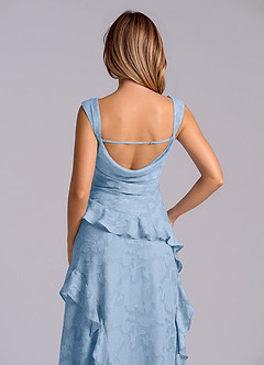 Azazie Sloane Robes de demoiselle d'honneur Robe Trapèze en Blumen-Burnout Encolure en Forme de Cœur Poudre Bleue image7