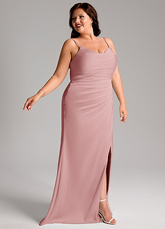 Azazie Deandra Bridesmaid Dresses Dusty Rose Mermaid Pleated Stretch Satin Dress image11