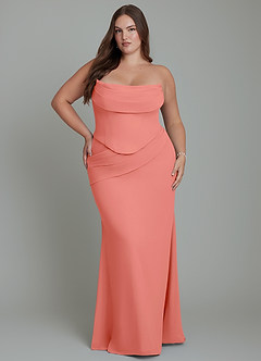 Azazie Sorrel Bridesmaid Dresses Salmon Pink Mermaid Corset Chiffon Dress image16