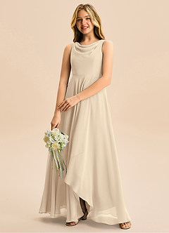 Azazie Mannie Junior Linia A Pofałdowany Szyfon Asymetryczny Młodsza druhna Sukienka image5